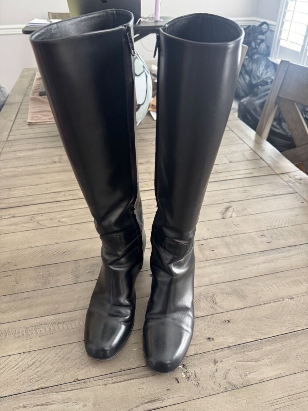 Valentino Garavani Heritage Calfskin Leather Knee High Boots 60mm Black 38.5 - Picture 3 of 12